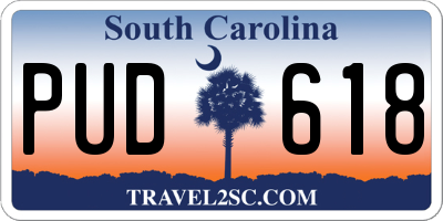 SC license plate PUD618
