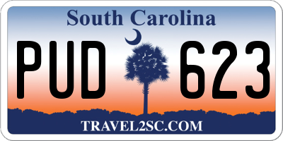 SC license plate PUD623