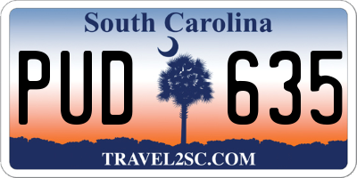 SC license plate PUD635