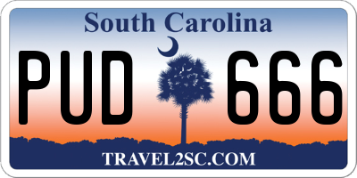 SC license plate PUD666