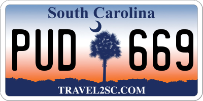 SC license plate PUD669