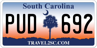 SC license plate PUD692