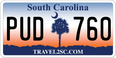SC license plate PUD760
