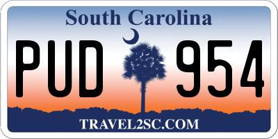 SC license plate PUD954