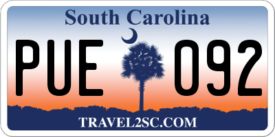 SC license plate PUE092