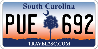 SC license plate PUE692