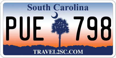 SC license plate PUE798