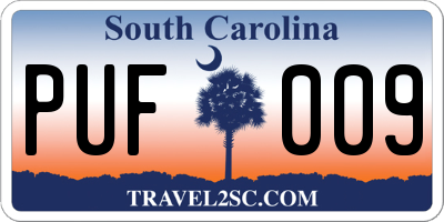 SC license plate PUF009