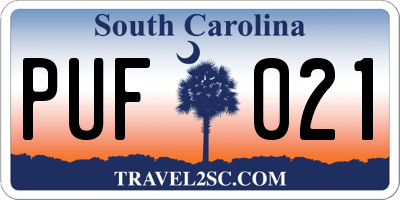 SC license plate PUF021