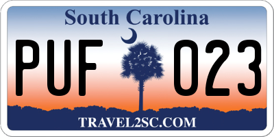 SC license plate PUF023