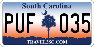 SC license plate PUF035
