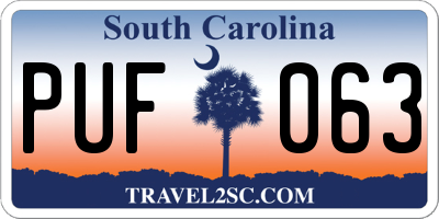 SC license plate PUF063