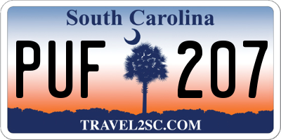 SC license plate PUF207
