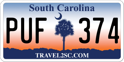 SC license plate PUF374
