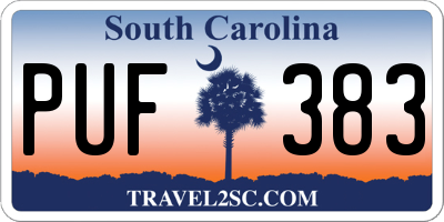 SC license plate PUF383