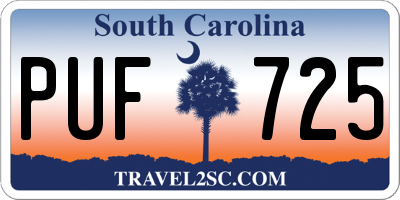 SC license plate PUF725