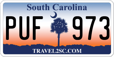 SC license plate PUF973