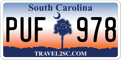 SC license plate PUF978