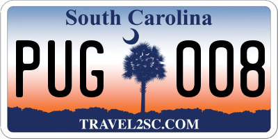 SC license plate PUG008