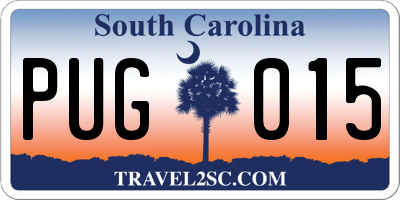 SC license plate PUG015