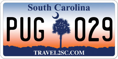 SC license plate PUG029