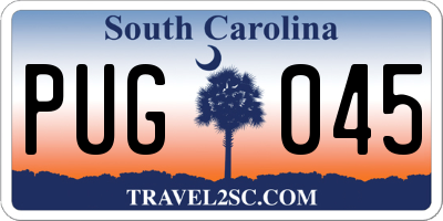 SC license plate PUG045