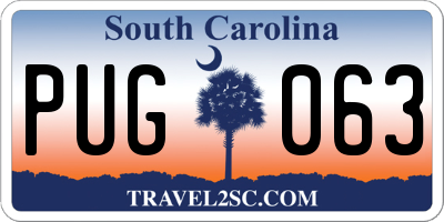 SC license plate PUG063
