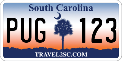 SC license plate PUG123
