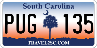 SC license plate PUG135