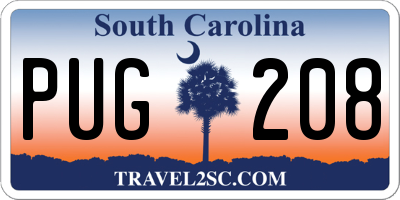 SC license plate PUG208