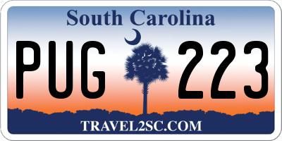 SC license plate PUG223