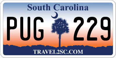 SC license plate PUG229