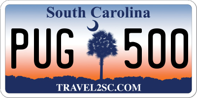 SC license plate PUG500