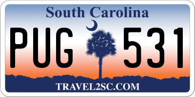 SC license plate PUG531