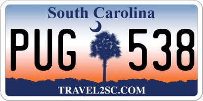 SC license plate PUG538