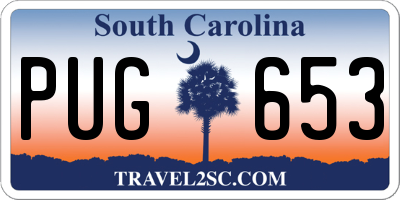 SC license plate PUG653