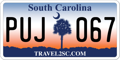 SC license plate PUJ067