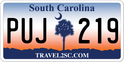 SC license plate PUJ219