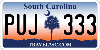 SC license plate PUJ333