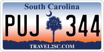 SC license plate PUJ344