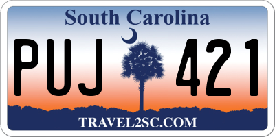 SC license plate PUJ421