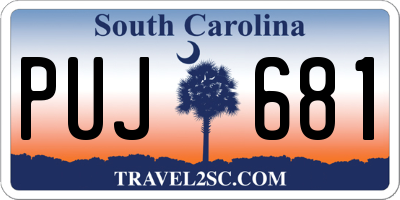 SC license plate PUJ681