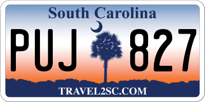 SC license plate PUJ827