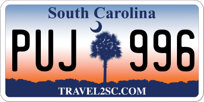 SC license plate PUJ996