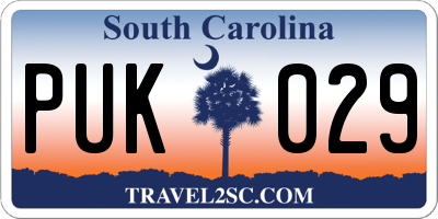 SC license plate PUK029