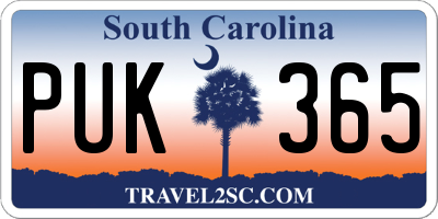 SC license plate PUK365
