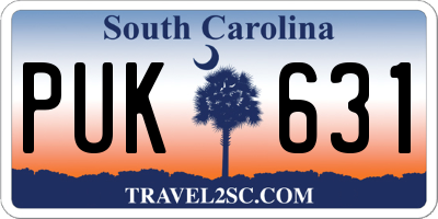 SC license plate PUK631