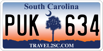 SC license plate PUK634