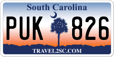 SC license plate PUK826