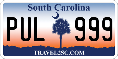 SC license plate PUL999